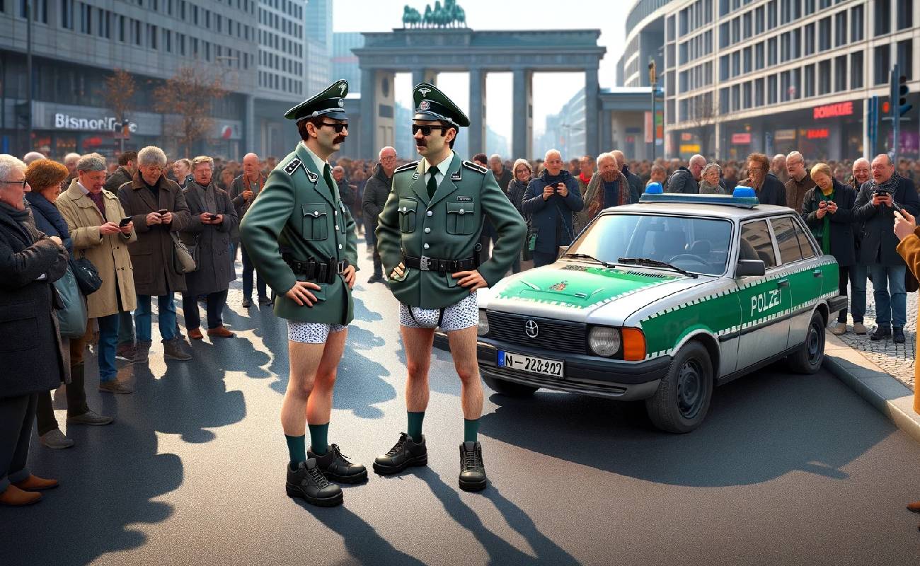 Polislerden pantolonsuz protesto