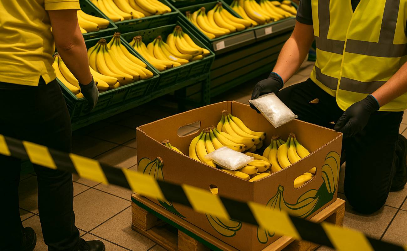 Market çalışanları muz kasalarında yarım tondan fazla kokain buldu